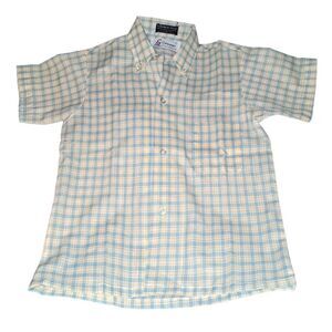Carnegie vintage yellow and blue checkered shirt size 7‎